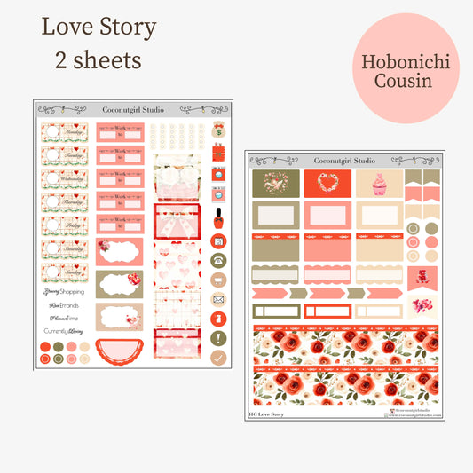 Love Story | Hobonichi cousin Weekly Vertical Planner Sticker Kit