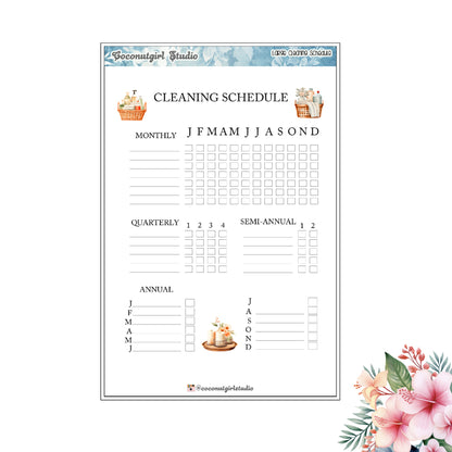 Large Cleaning Annual Schedule Sticker – Weekly Cleaning Checklist for Planners & Journals