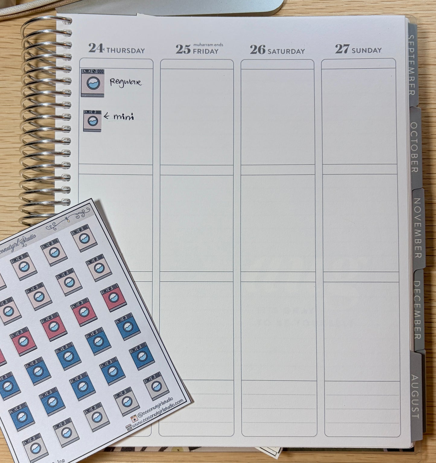 Laundry Planner Stickers | Wash Dry Fold Cleaning Planner Stickers | Laundry