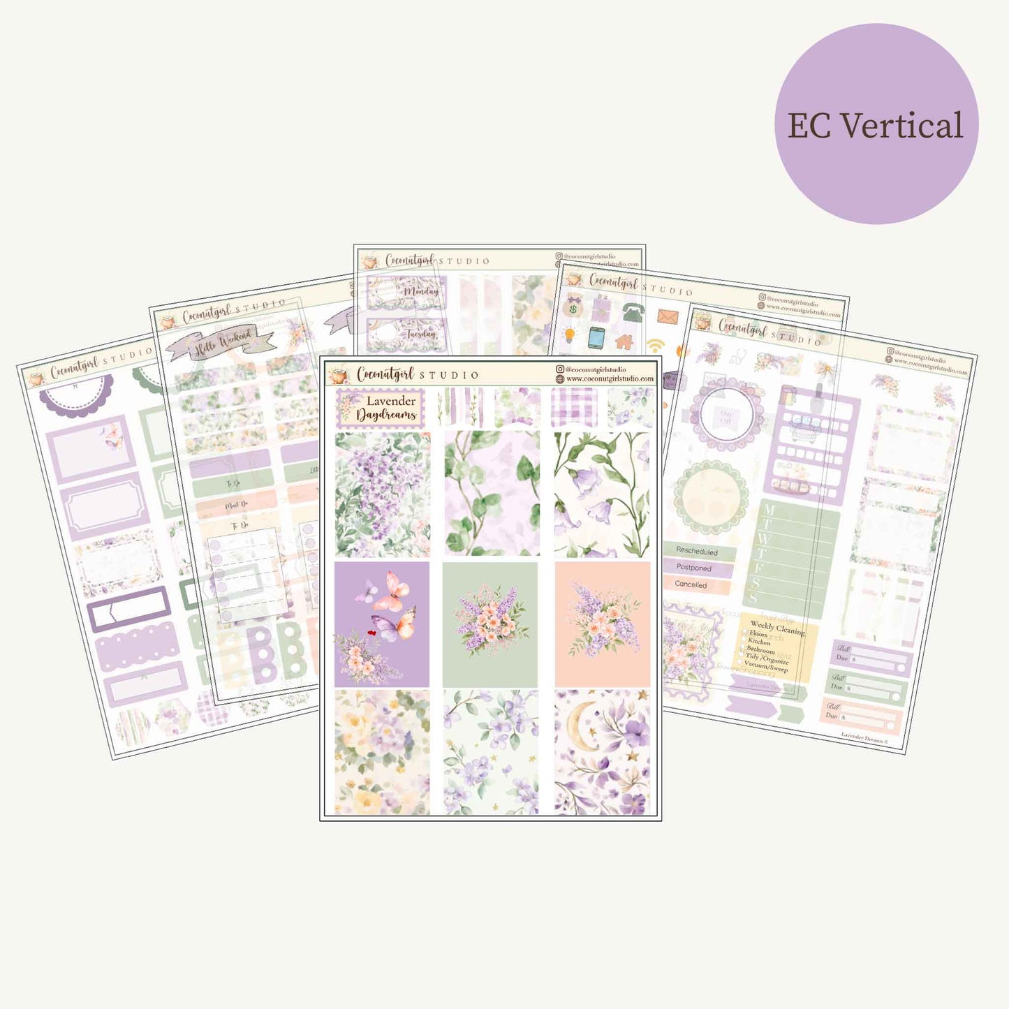 Lavender Dreams Planner Sticker Kit | Floral Planner Stickers
