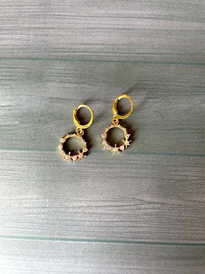 Tiny Brass Cubic Zirconia Hoop Earrings – Dainty Sparkle Hoops