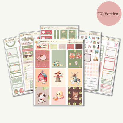 Little Red Barn Planner Sticker Kit | Cute Farm Animal Stickers