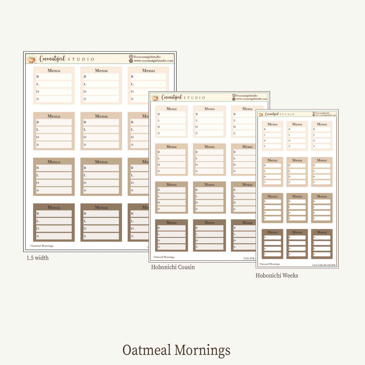 Meal Planner Stickers – EC Vertical, Hobonichi Cousin & Weeks
