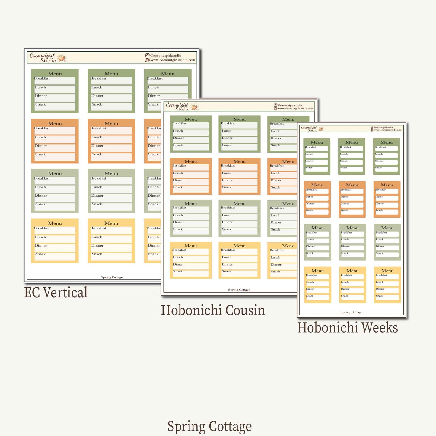 Meal Planner Stickers – EC Vertical, Hobonichi Cousin & Weeks