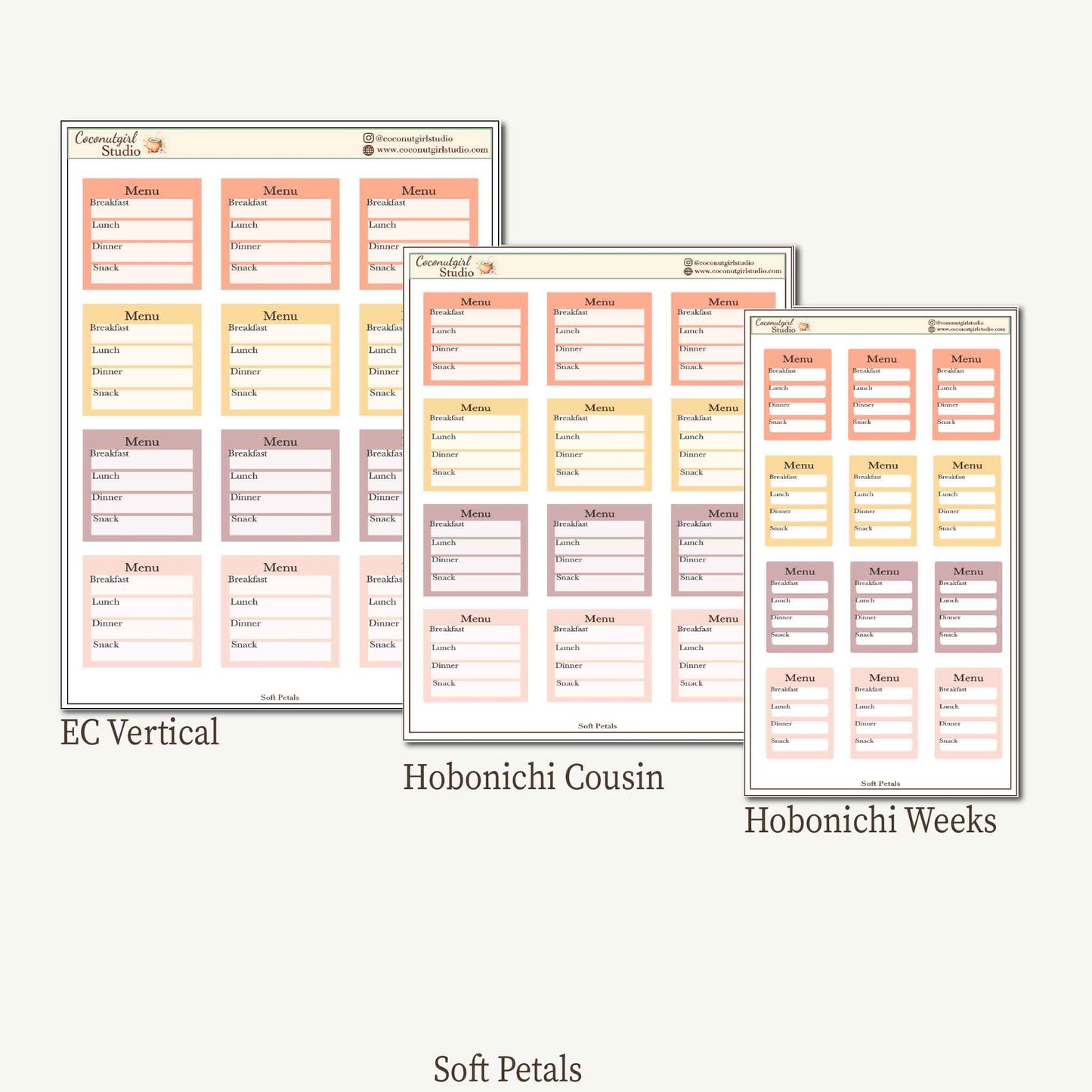 Meal Planner Stickers – EC Vertical, Hobonichi Cousin & Weeks