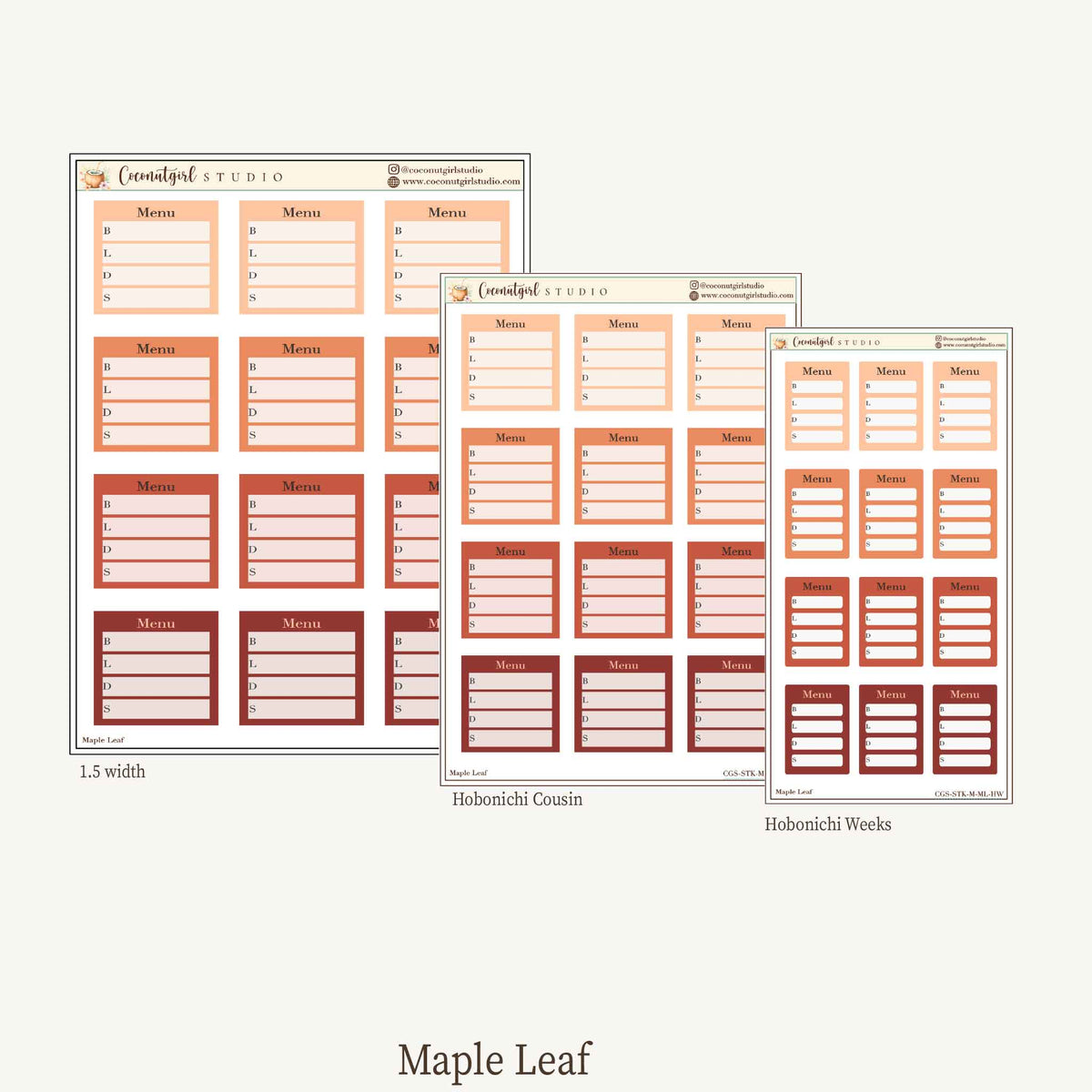 Meal Planner Stickers – EC Vertical, Hobonichi Cousin & Weeks