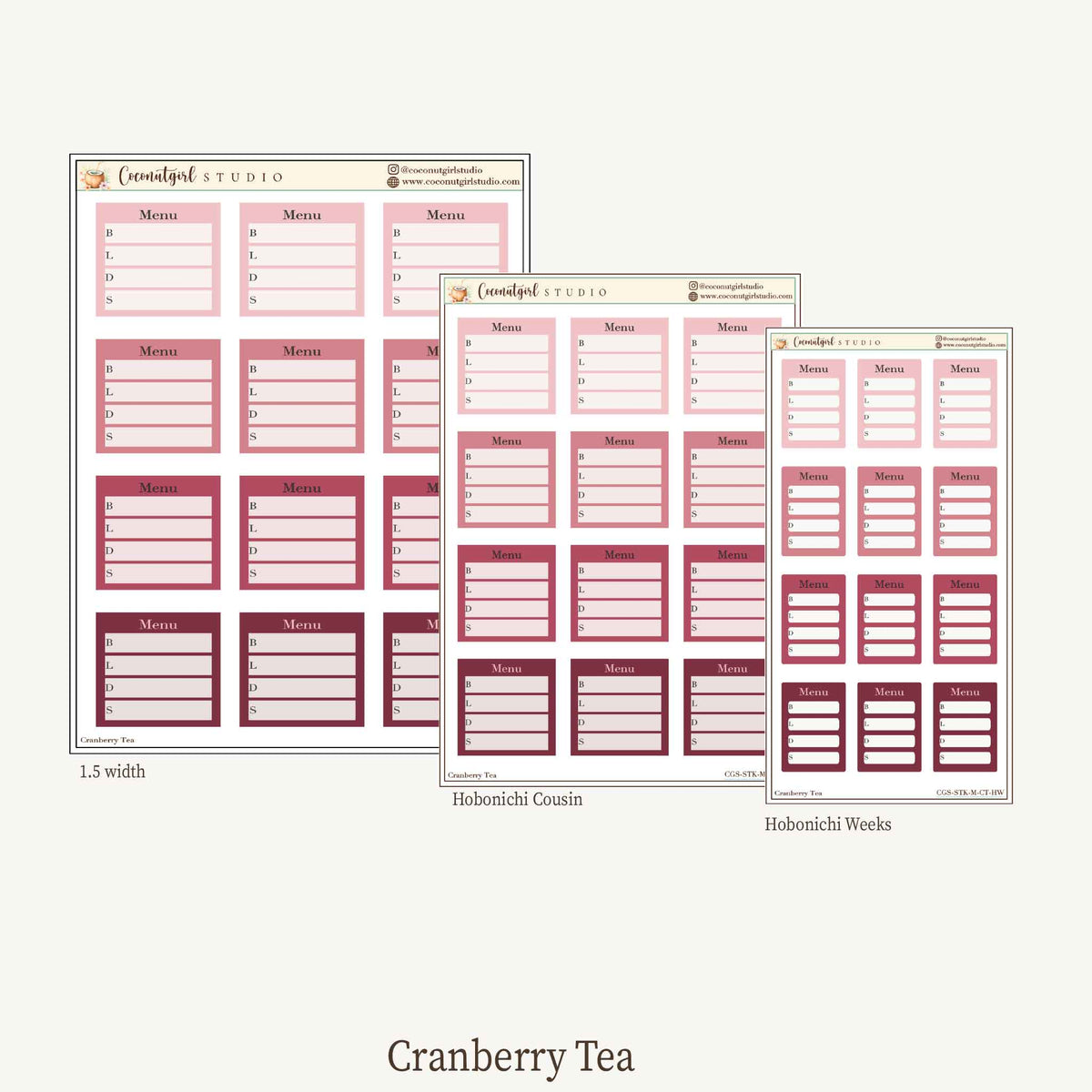 Meal Planner Stickers – EC Vertical, Hobonichi Cousin & Weeks