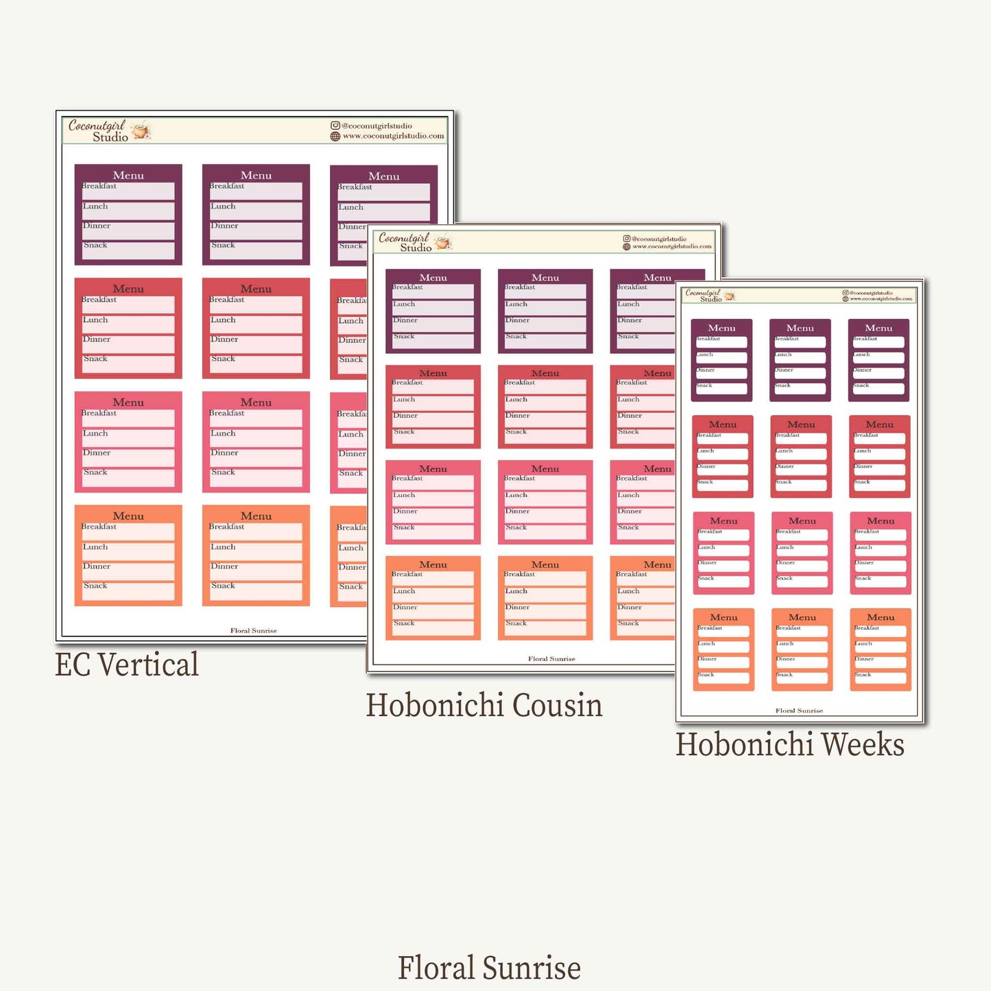 Meal Planner Stickers – EC Vertical, Hobonichi Cousin & Weeks