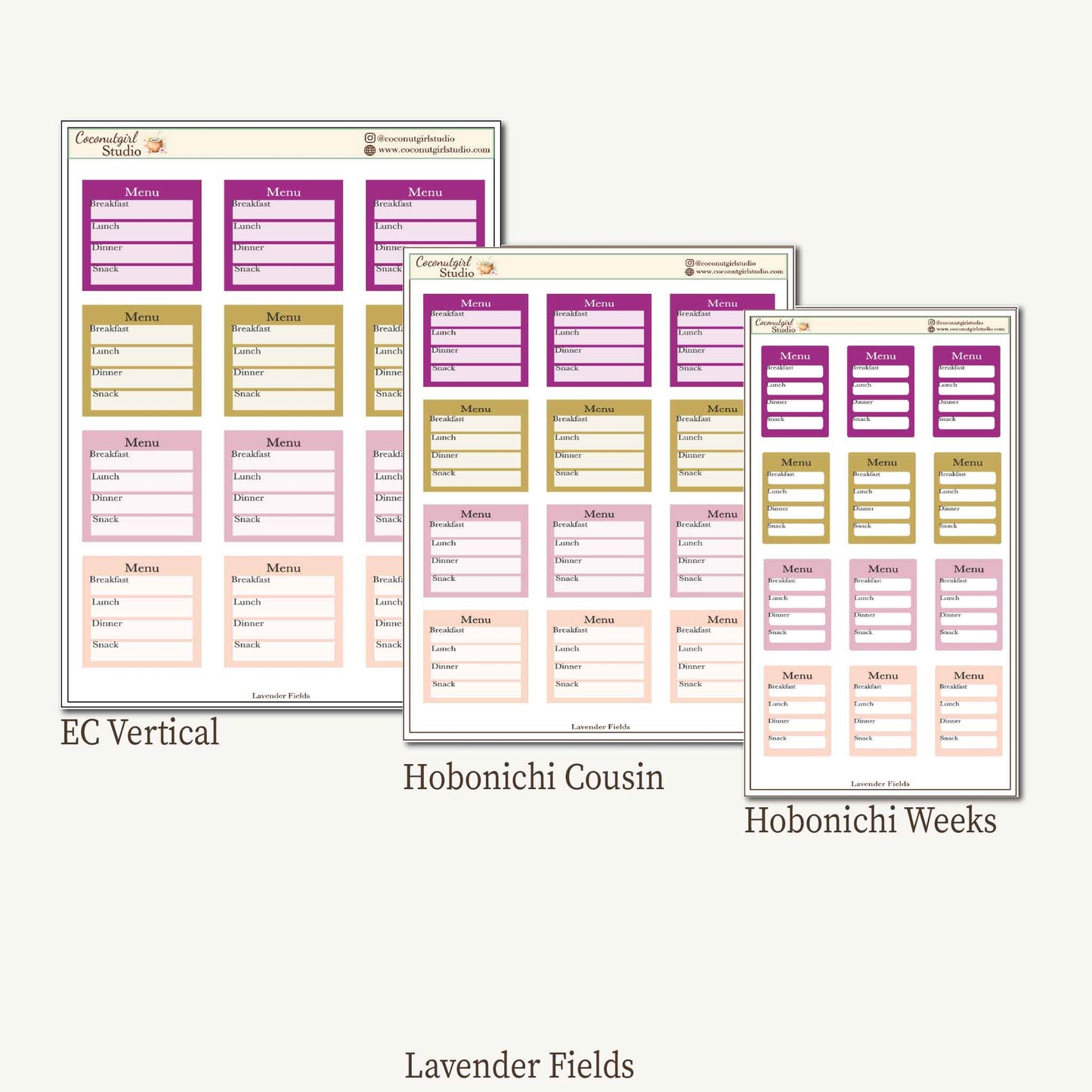 Meal Planner Stickers – EC Vertical, Hobonichi Cousin & Weeks