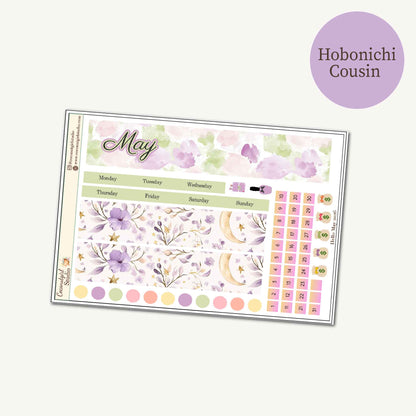 May Monthly Overview Kit | Floral EC Vertical Planner Stickers | Hobonichi Cousin | Hobonichi Weeks | Hobonichi Techo A6