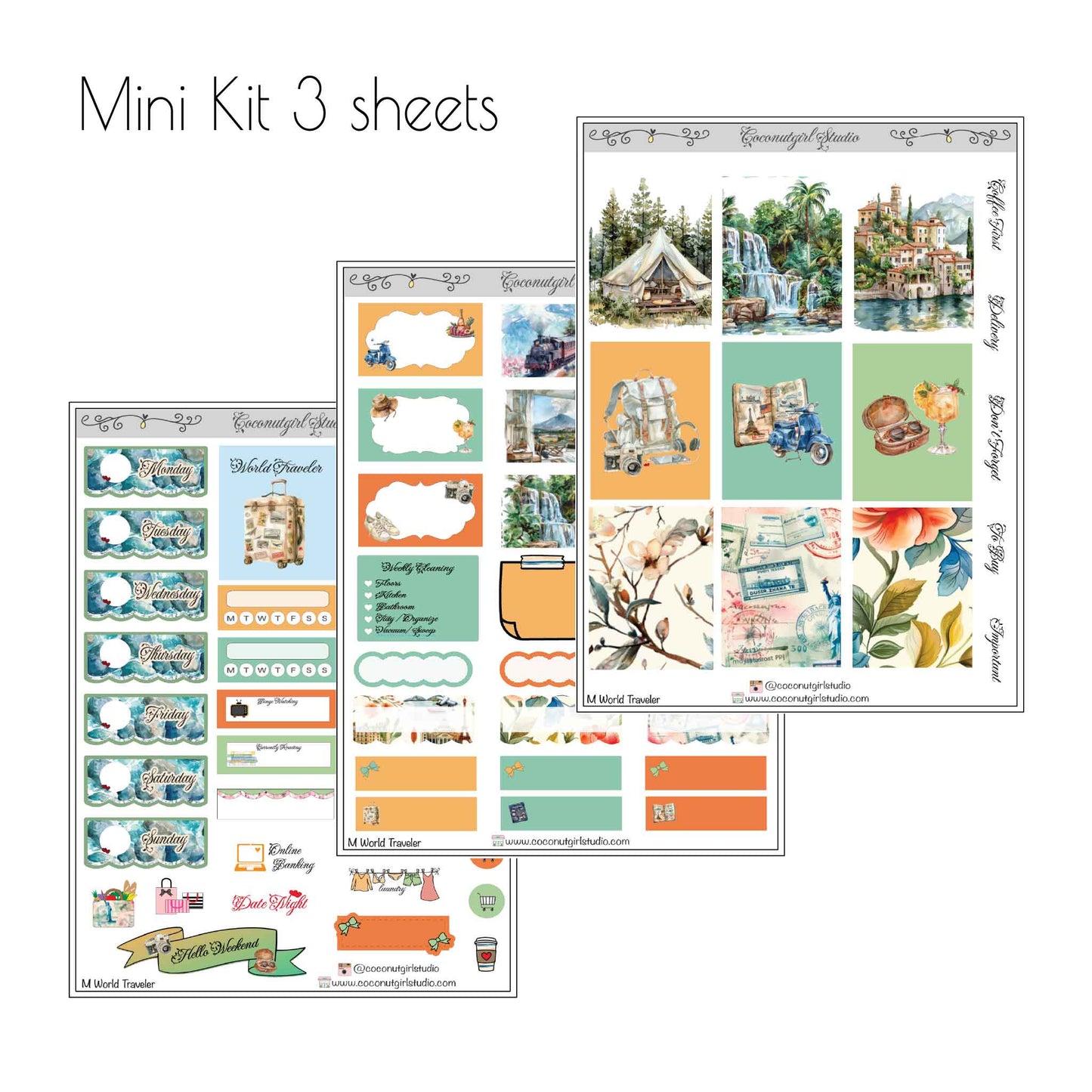 World Traveler Sticker Kit – Travel Planner Weekly Kit