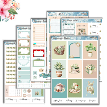 House Plants Weekly Kit Planner Stickers | Greenery Botanical Planning Set | Maison d'hiver