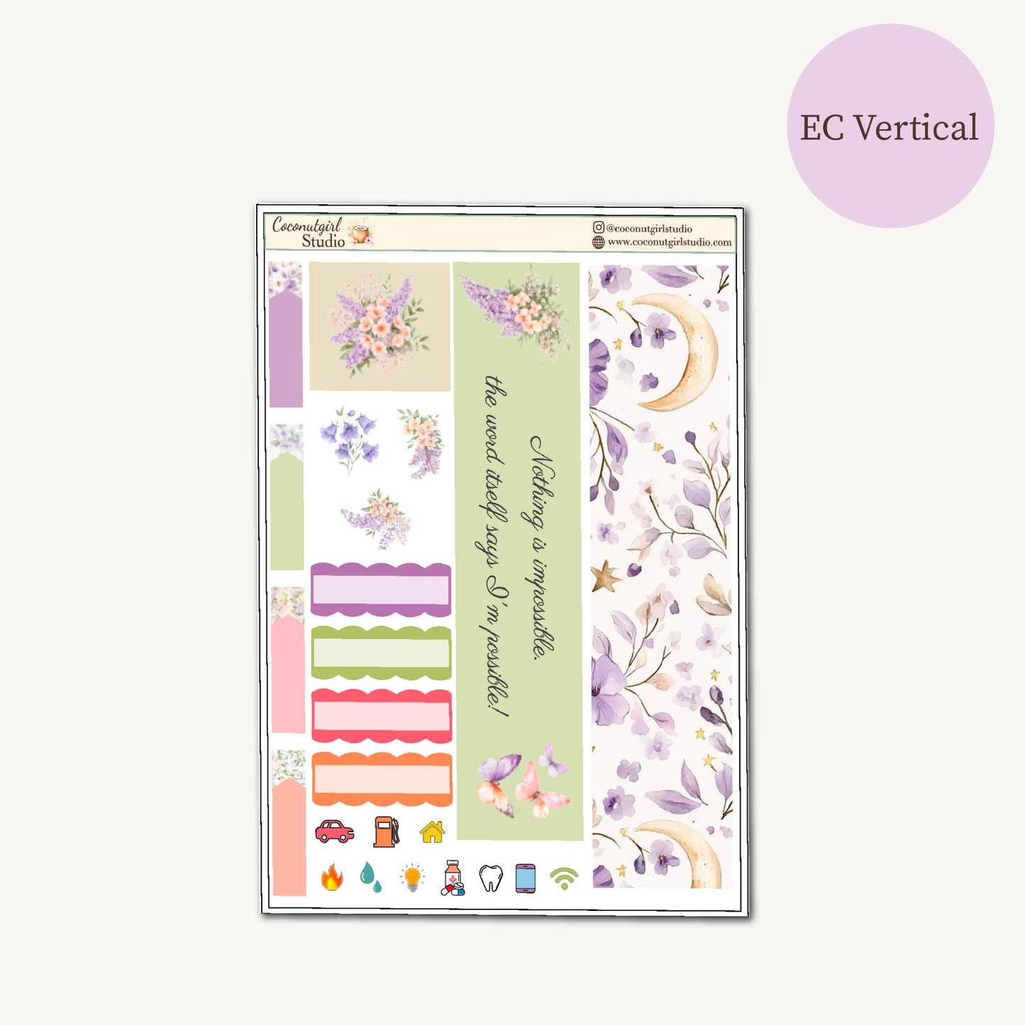 May Monthly Overview Kit | Floral EC Vertical Planner Stickers | Hobonichi Cousin | Hobonichi Weeks | Hobonichi Techo A6