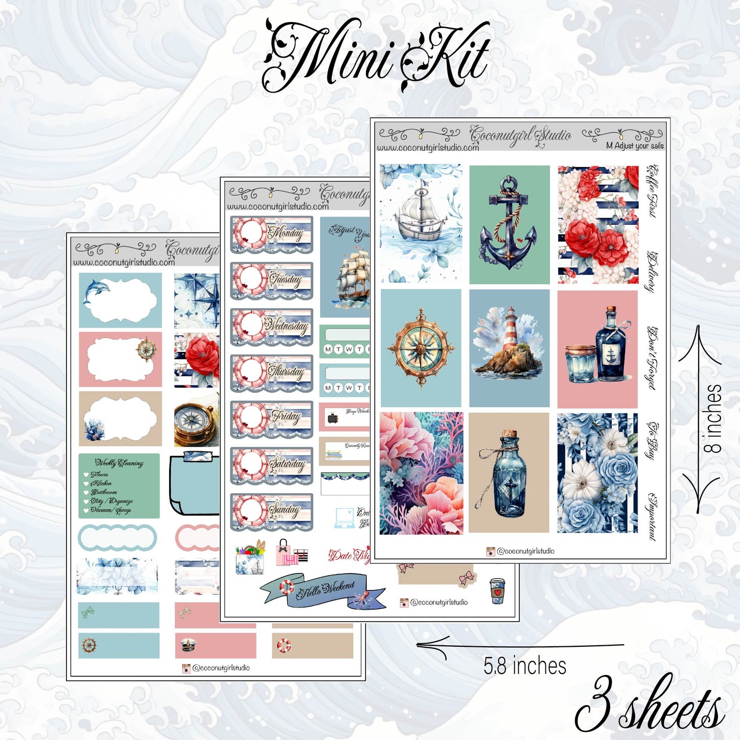 Adjust Your Sails Weekly Kit planner stickers