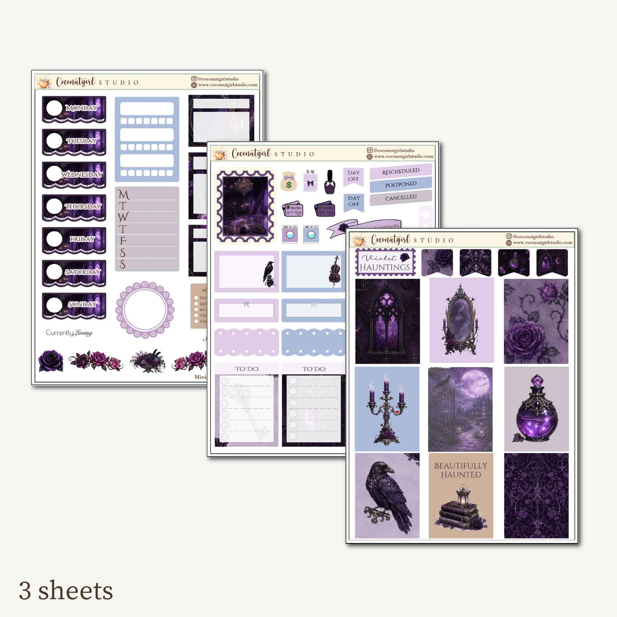 Violet Haunting Gothic Halloween Planner Sticker Kit
