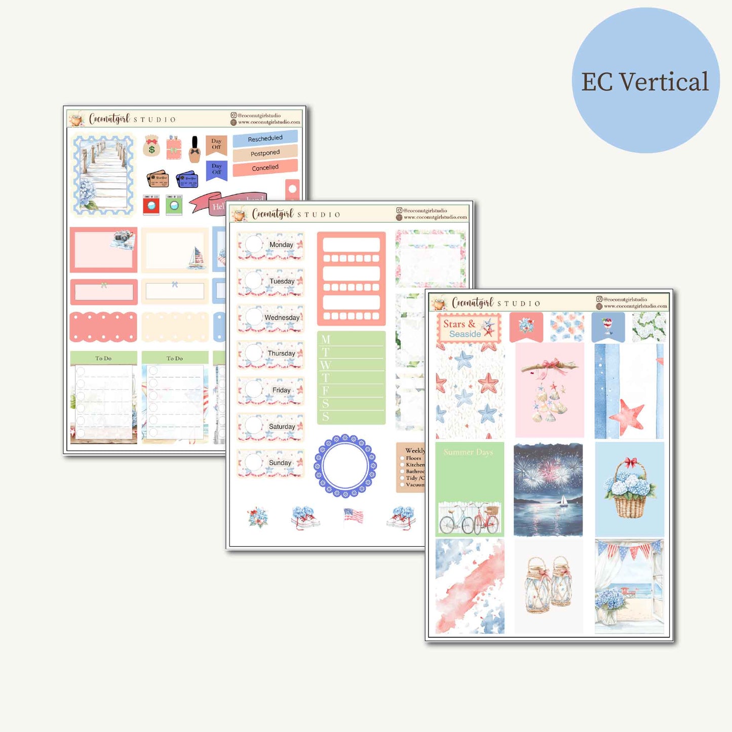 Stars & Seaside | Coastal Summer Planner Sticker Kit