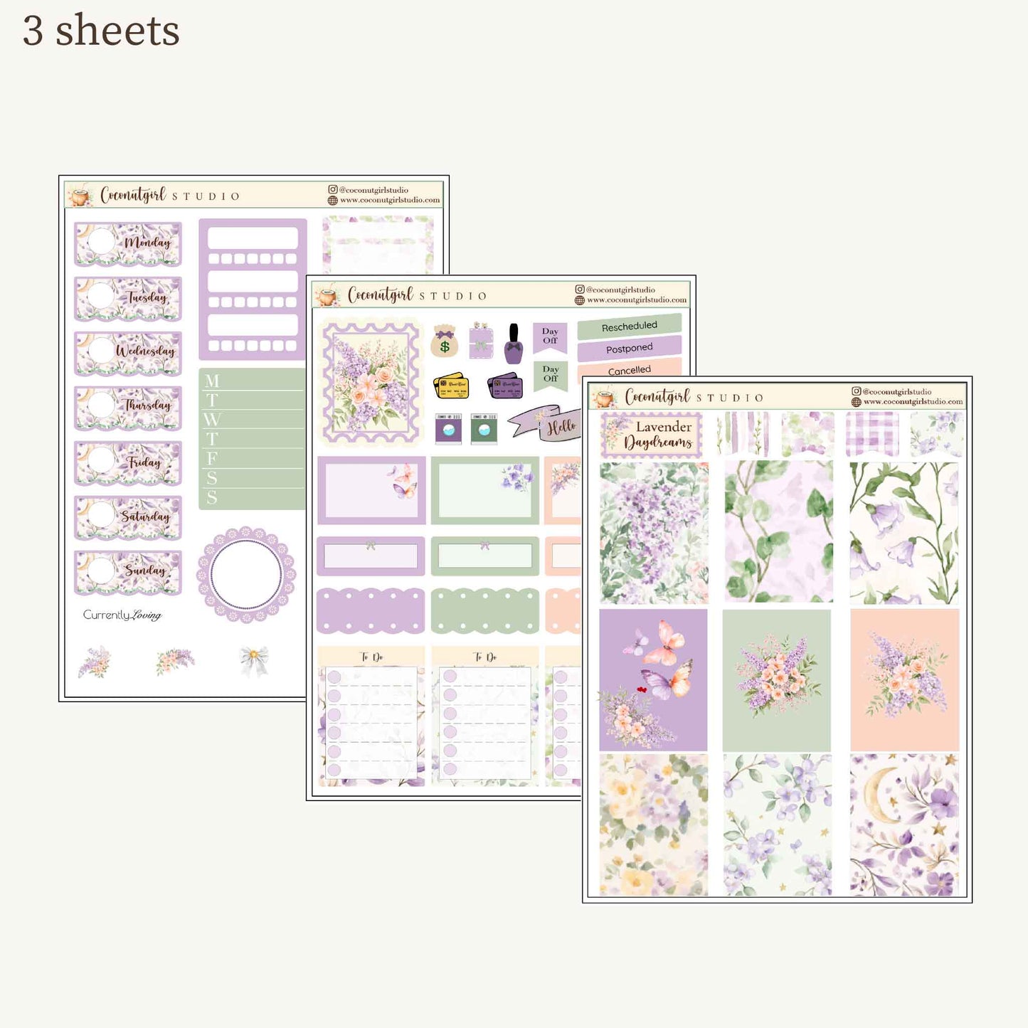 Lavender Dreams Planner Sticker Kit | Floral Planner Stickers