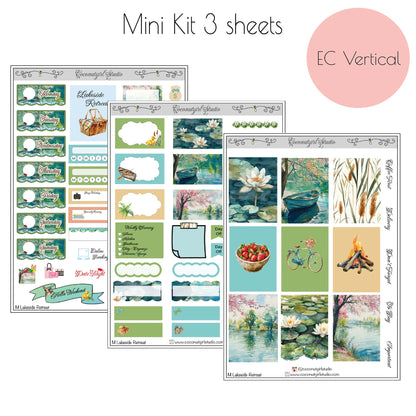 Serene Weekly Kit Planner Stickers | Peaceful Nature Planning Lakeside Retreat