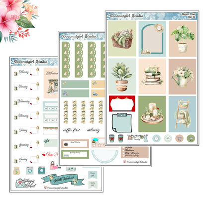House Plants Weekly Kit Planner Stickers | Greenery Botanical Planning Set | Maison d'hiver