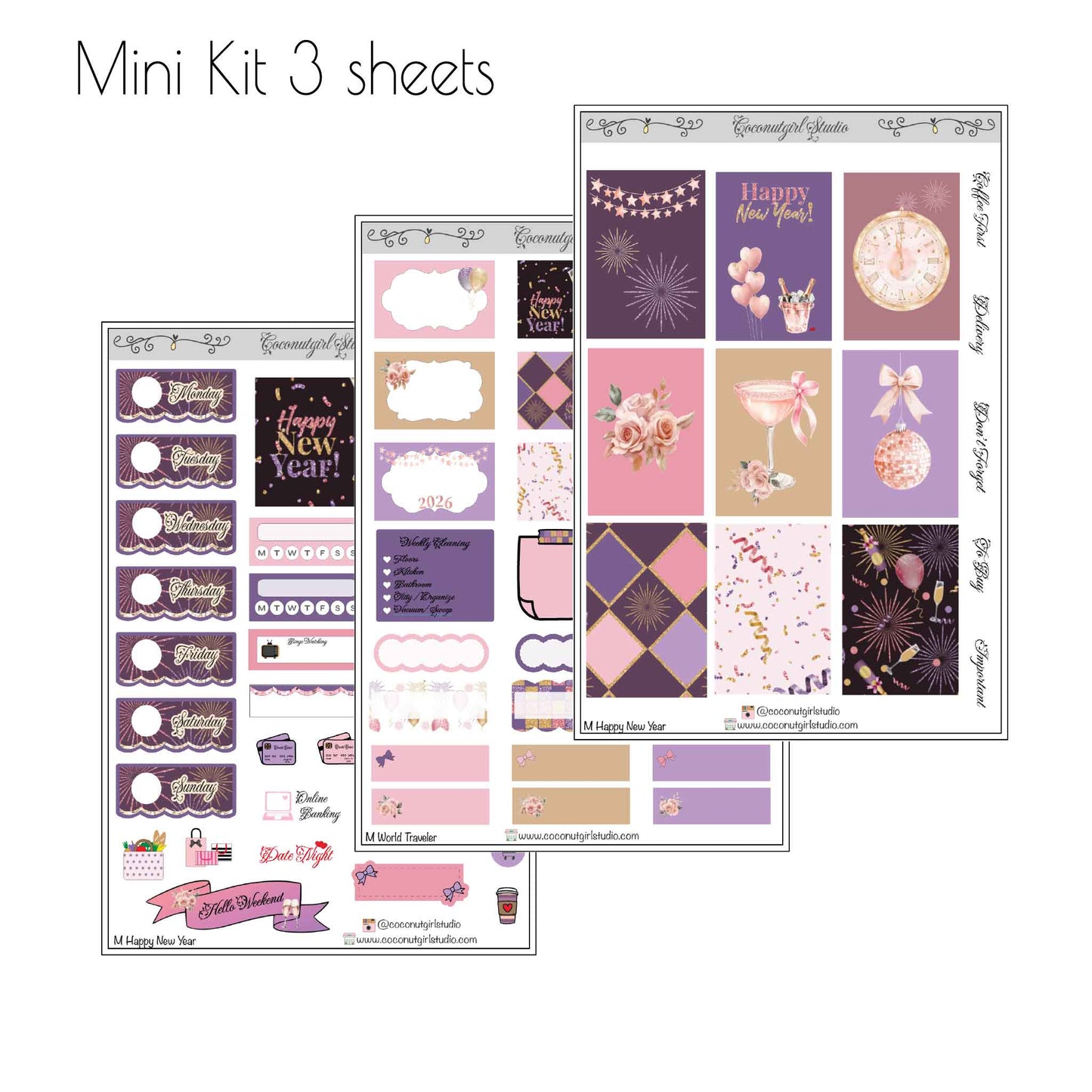 Purple New Year Planner Sticker Kit | New Year Planning Stickers