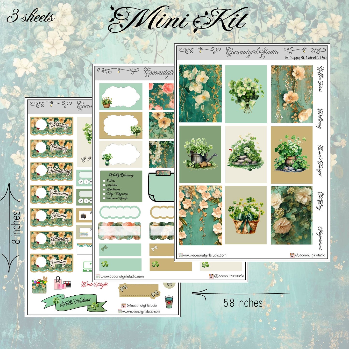 Happy St. Patrick's Day Weekly Kit planner stickers