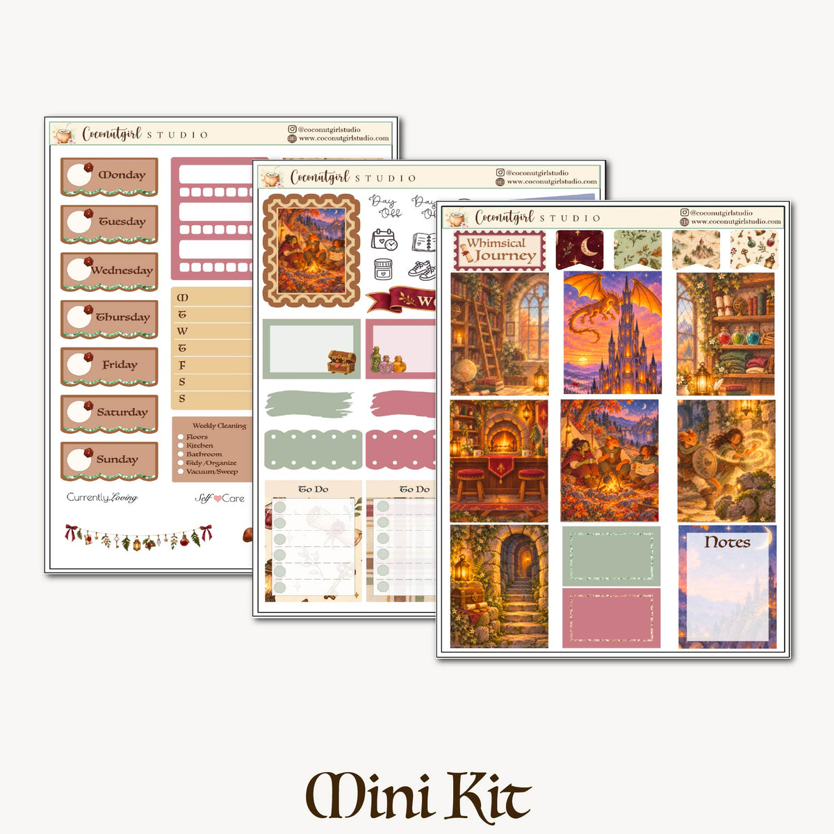 Whimsical Journey Fantasy Weekly Planner Sticker Kit