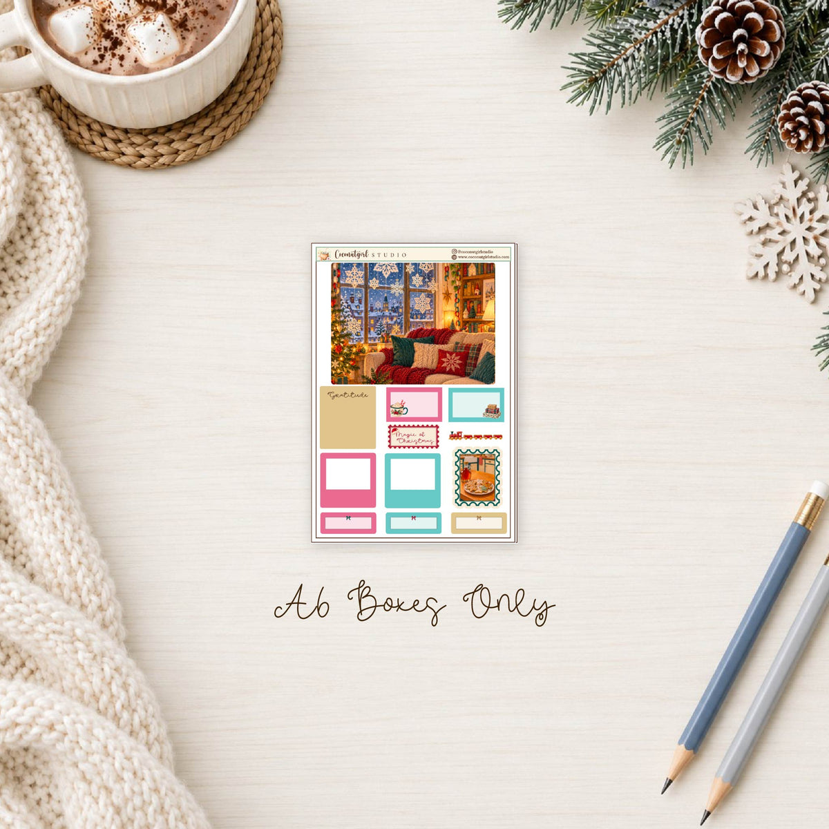 Magic of Christmas Planner Sticker Kit | Cozy Holiday Stickers | Hobonichi Techo A6