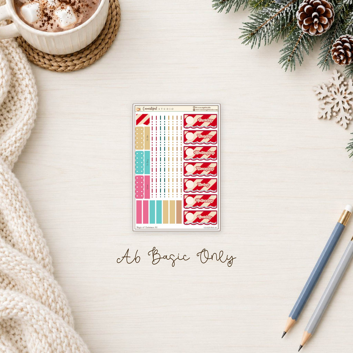 Magic of Christmas Planner Sticker Kit | Cozy Holiday Stickers | Hobonichi Techo A6