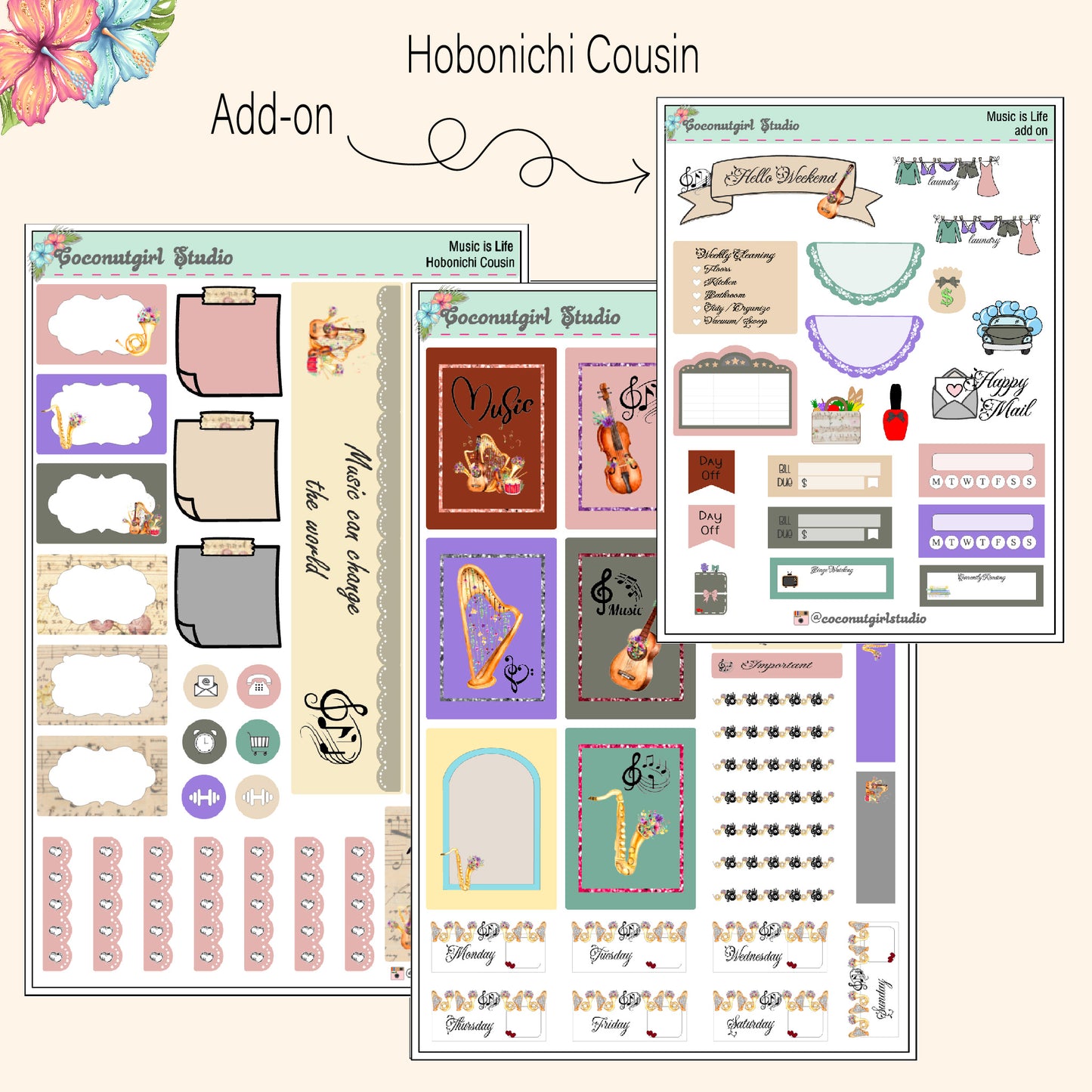 Music & Instruments Weekly Kit – Planner Stickers for Musicians & Music Lovers Music is Life