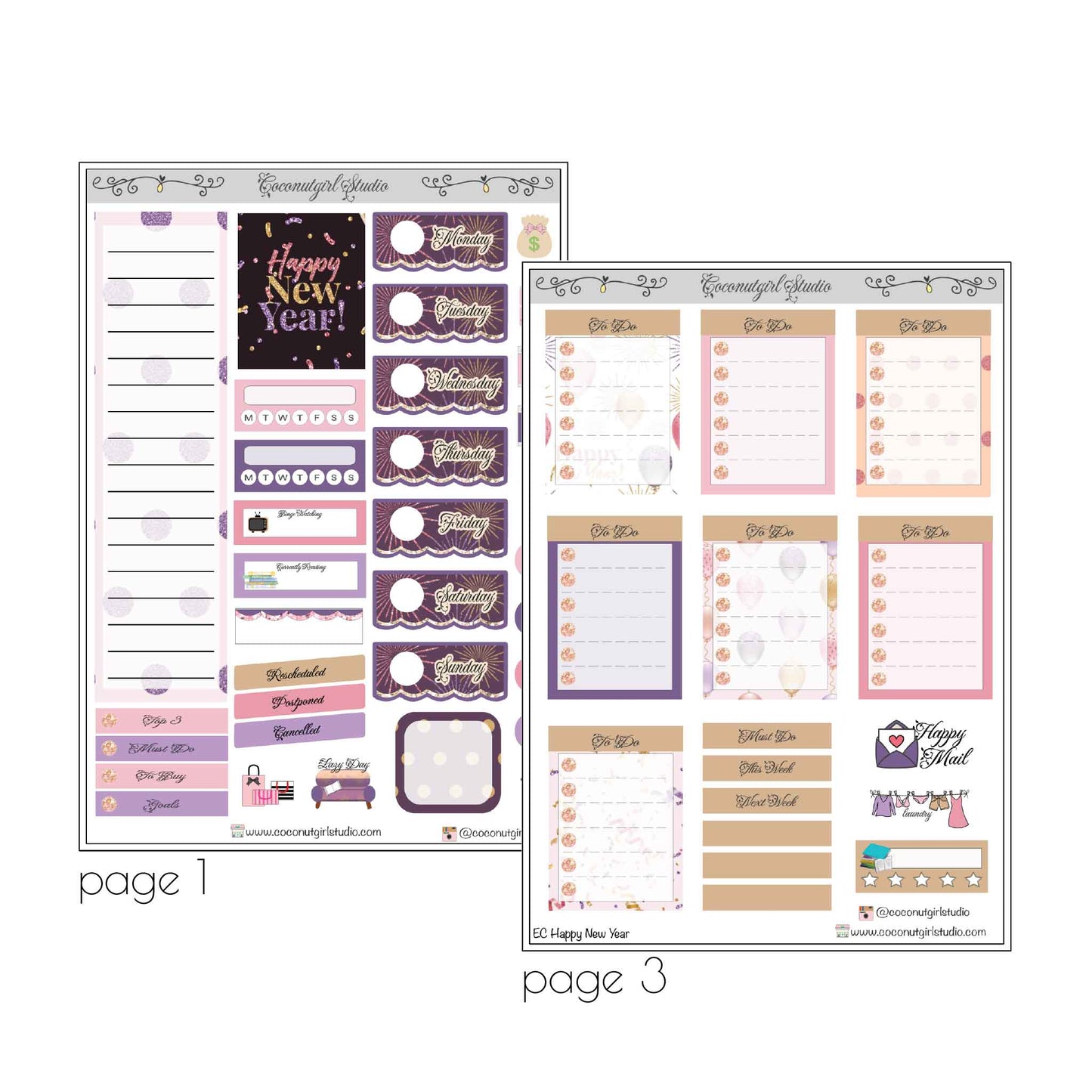 Purple New Year Planner Sticker Kit | New Year Planning Stickers