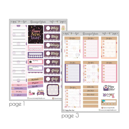 Purple New Year Planner Sticker Kit | New Year Planning Stickers