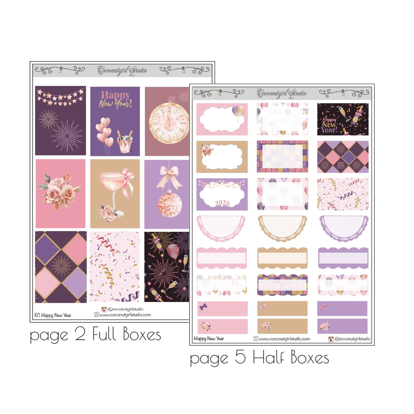 Purple New Year Planner Sticker Kit | New Year Planning Stickers