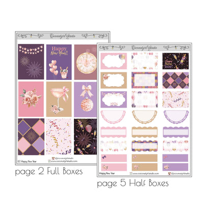 Purple New Year Planner Sticker Kit | New Year Planning Stickers