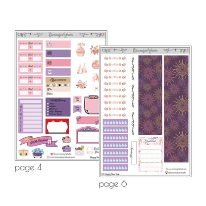 Purple New Year Planner Sticker Kit | New Year Planning Stickers