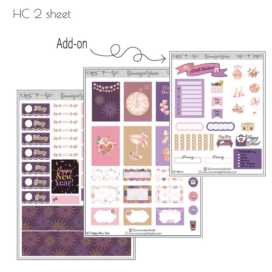 Purple New Year Planner Sticker Kit for EC, Happy Planner & Hobonichi