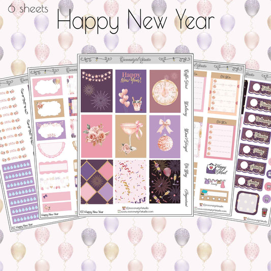 Purple New Year Planner Sticker Kit | New Year Planning Stickers