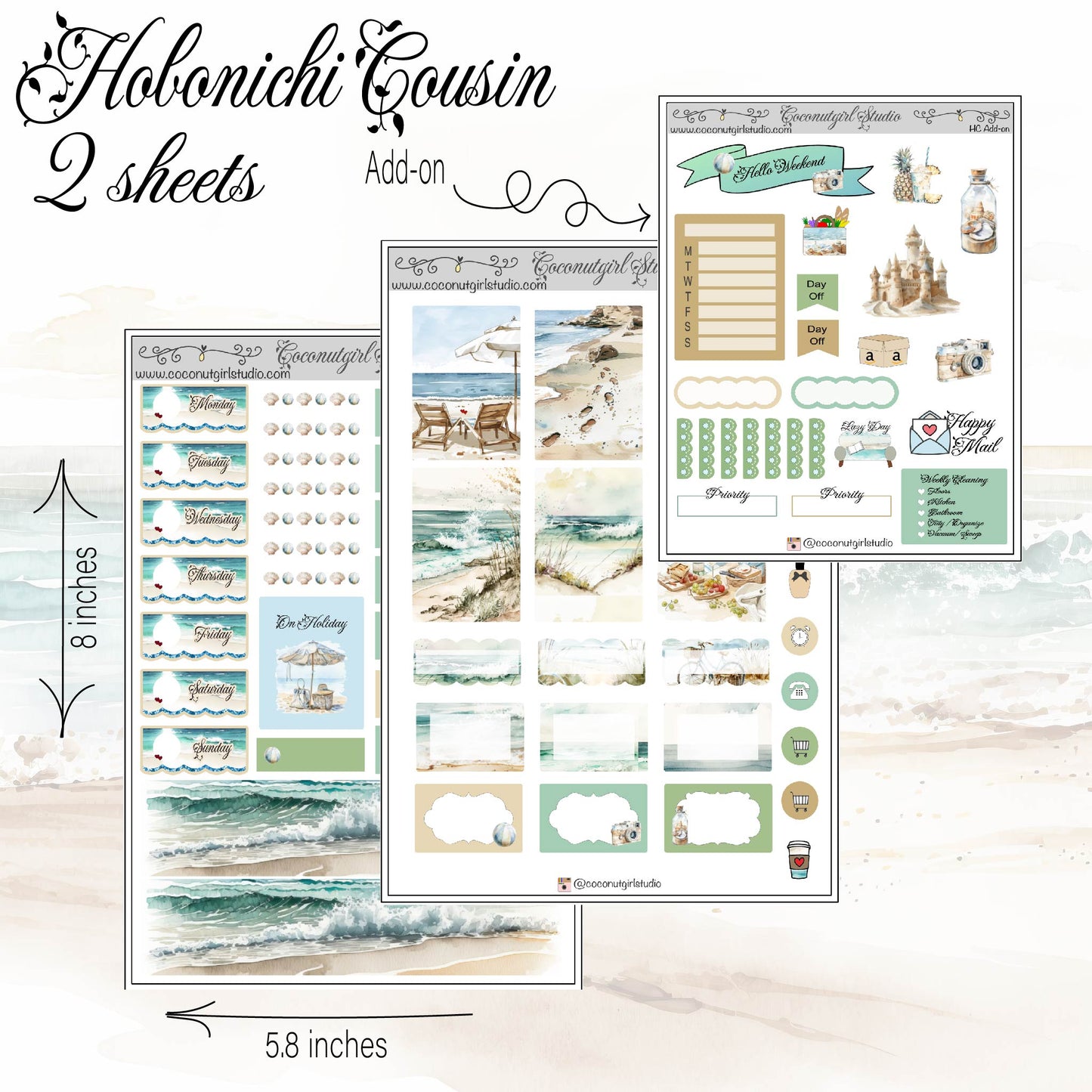 Seaside Getaway Weekly Kit Planner Stickers | Coastal Beach Planning Decor On Holiday