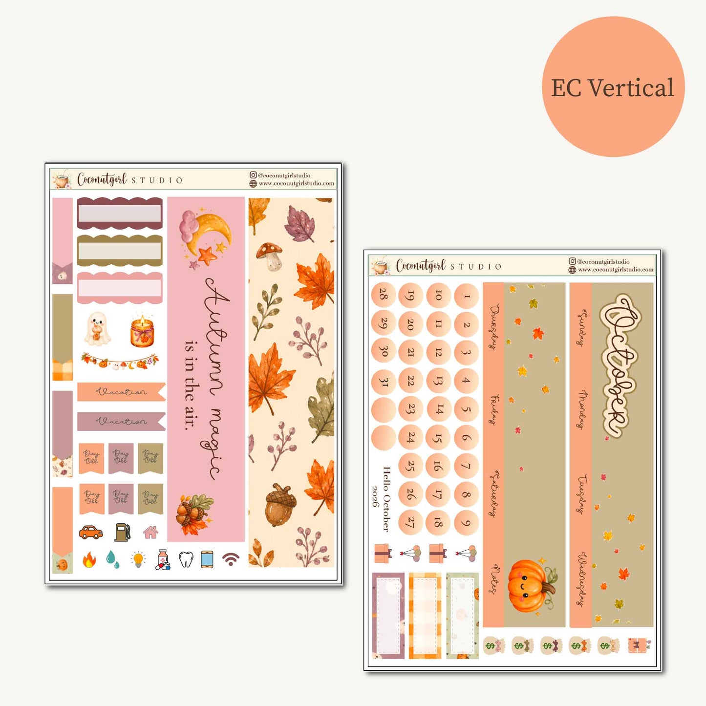 October Autumn Magic Monthly Overview Sticker Kit