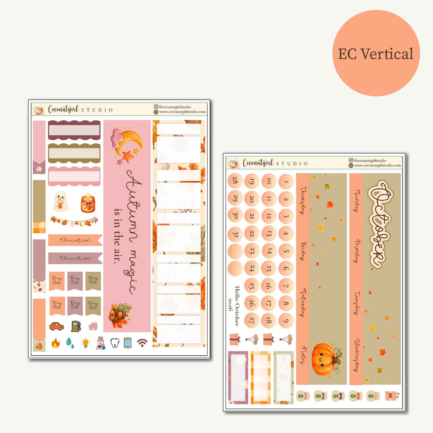 October Autumn Magic Monthly Overview Sticker Kit