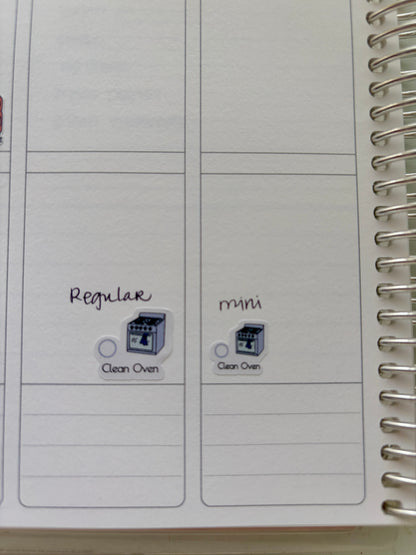 Monthly Cleaning Planner Stickers | Fridge, Oven & Cabinet Cleaning Icons