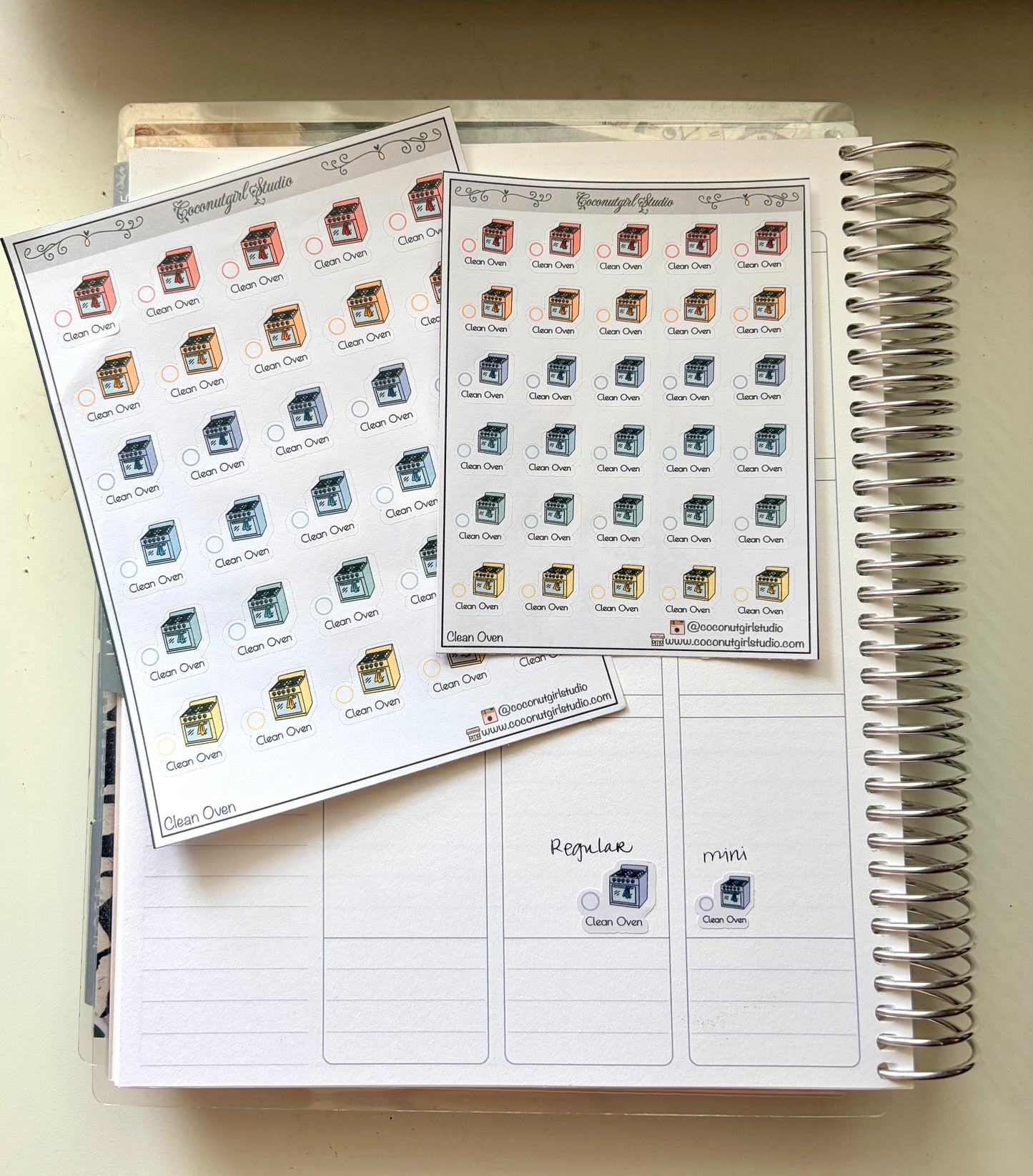 Monthly Cleaning Planner Stickers | Fridge, Oven & Cabinet Cleaning Icons