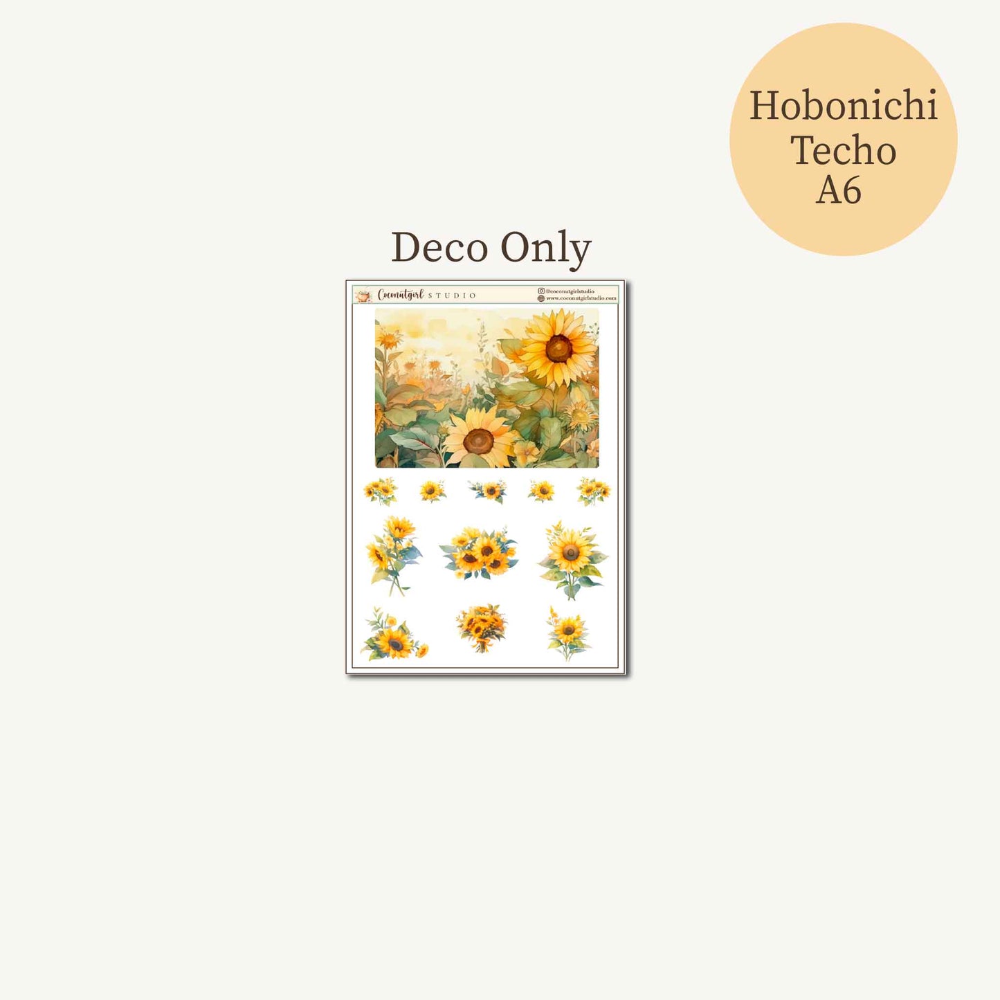 Painted Petals Planner Sticker Kit | Sunflower Weekly Stickers | Hobonichi A6 Techo