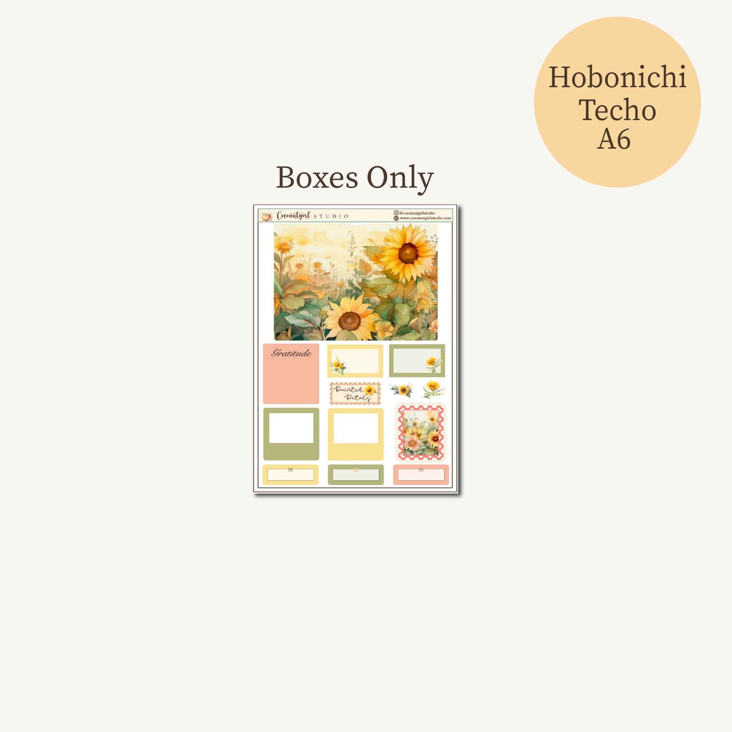 Painted Petals Planner Sticker Kit | Sunflower Weekly Stickers | Hobonichi A6 Techo