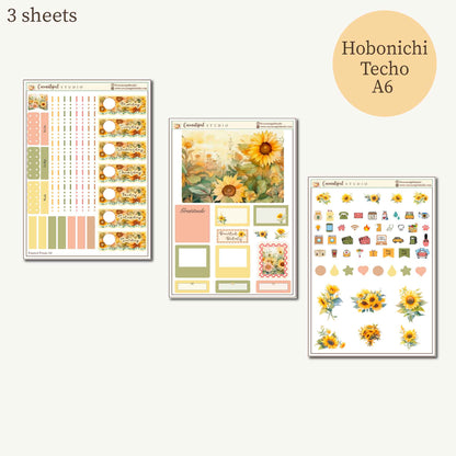 Painted Petals Planner Sticker Kit | Sunflower Weekly Stickers | EC Vertical, Hobonichi Cousin, Weeks & A6 Techo
