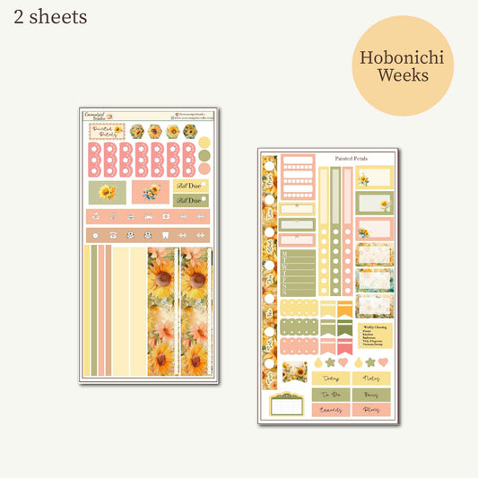 Painted Petals Planner Sticker Kit | Sunflower Weekly Stickers | Hobonichi  Weeks