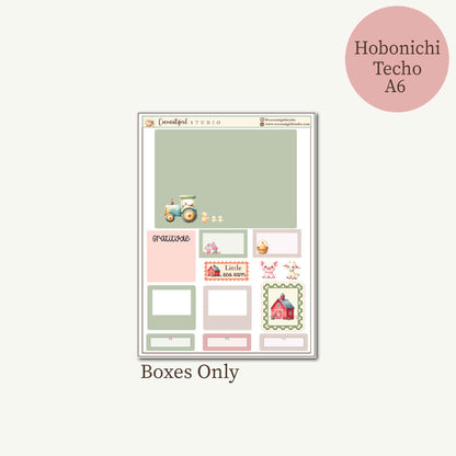 Little Red Barn Planner Sticker Kit | Cute Farm Animal Stickers | Hobonichi Techo A6
