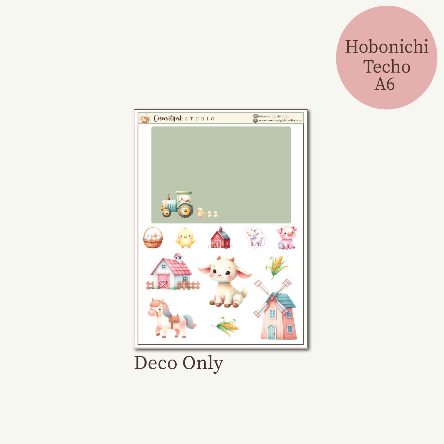 Little Red Barn Planner Sticker Kit | Cute Farm Animal Stickers | Hobonichi Techo A6