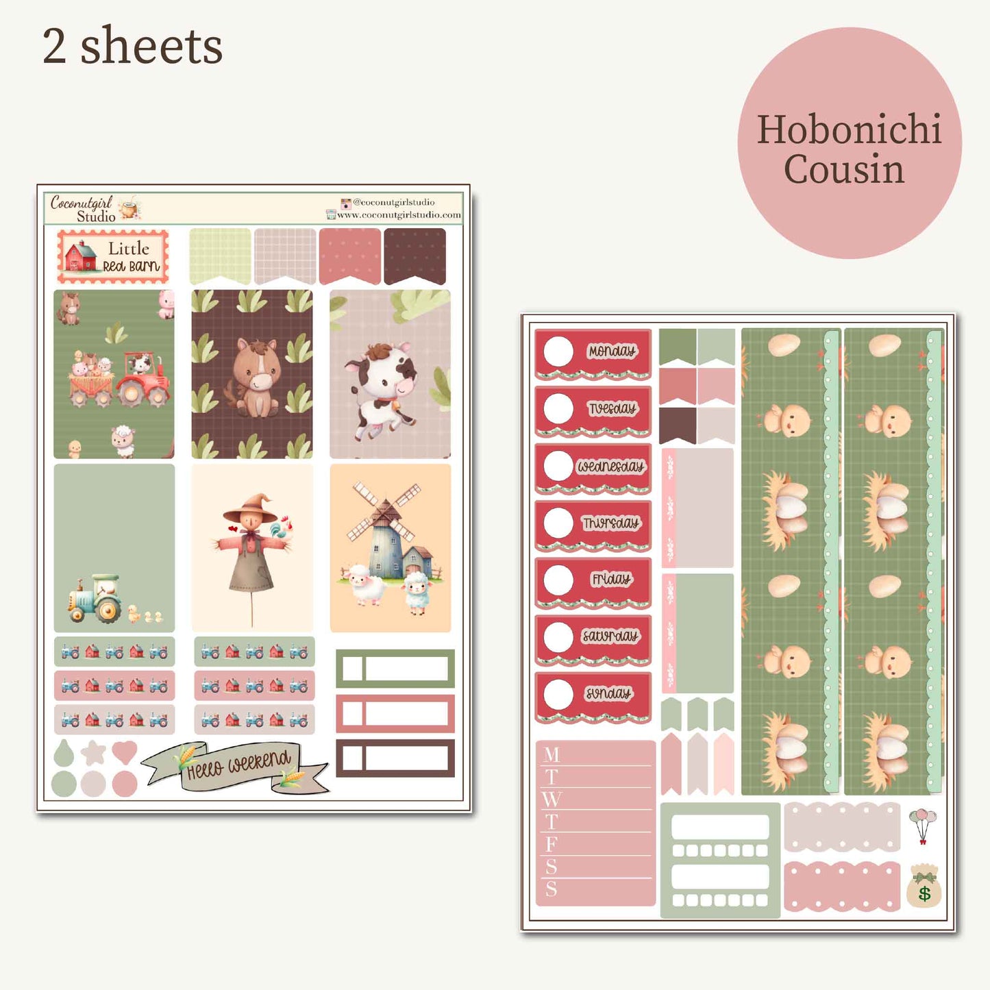 Little Red Barn Planner Sticker Kit | Cute Farm Animal Stickers