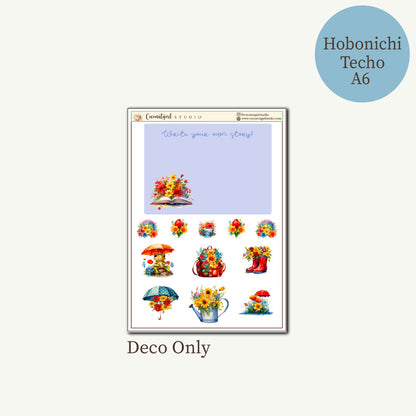 Raindrops & Rainbows Planner Sticker Kit | Watercolor Stickers | Hobonichi Techo A6