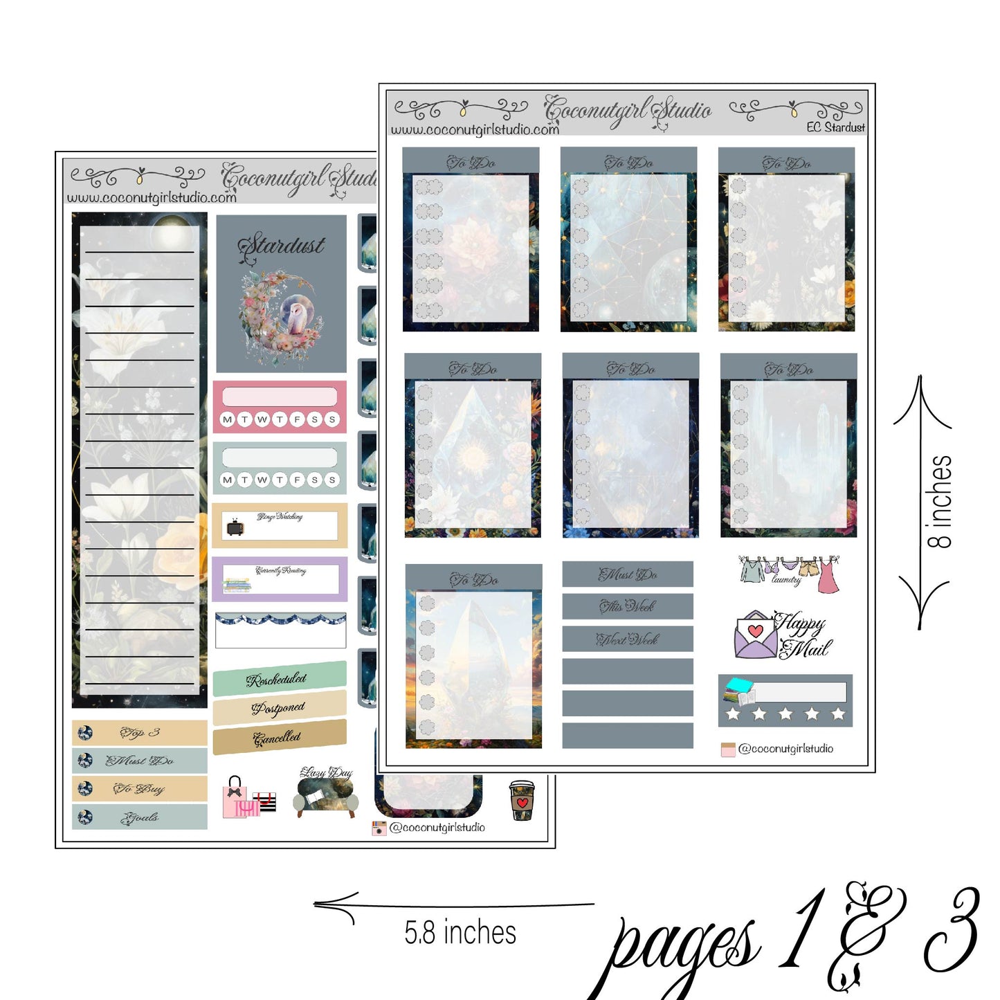 Stardust Weekly Kit planner stickers